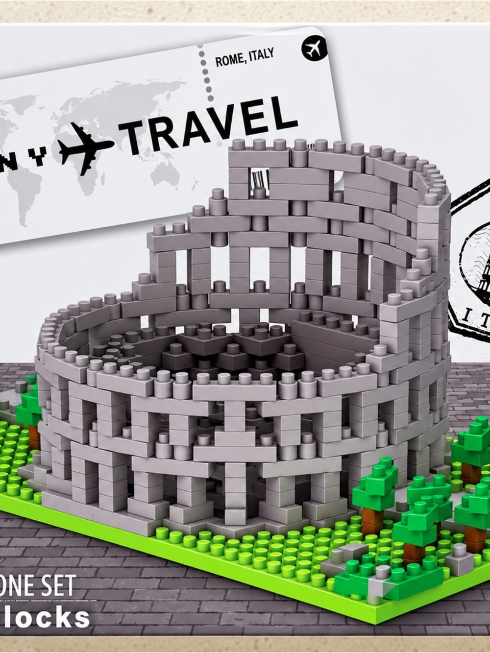Gray Colosseum Building Blocks Set for Kids